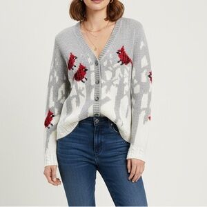 Talbots Snow Cardinals Crewneck Cardigan – XL